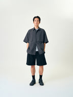 Hidden Type Half Sleeve Shirts (Navy)