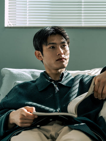 2way Zip-up Cardigan (Blue Green)