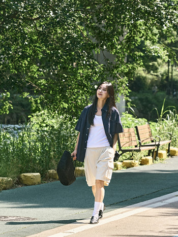 Utility Pin-tuck Cargo Shorts (Ecru)