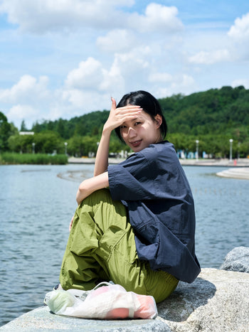 Pocket Volume String Half Tee (Navy)