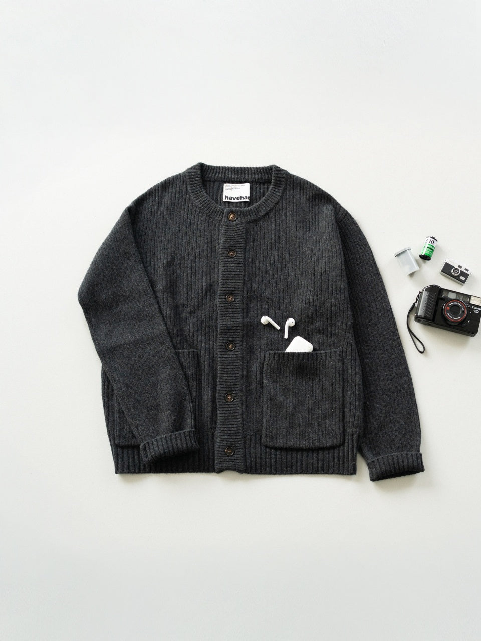 Daily Fine Wool Cardigan (Charcoal)