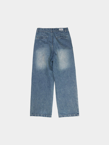Loose Fit Pin-tuck Denim Pants - Mid Indigo | A1 (M)