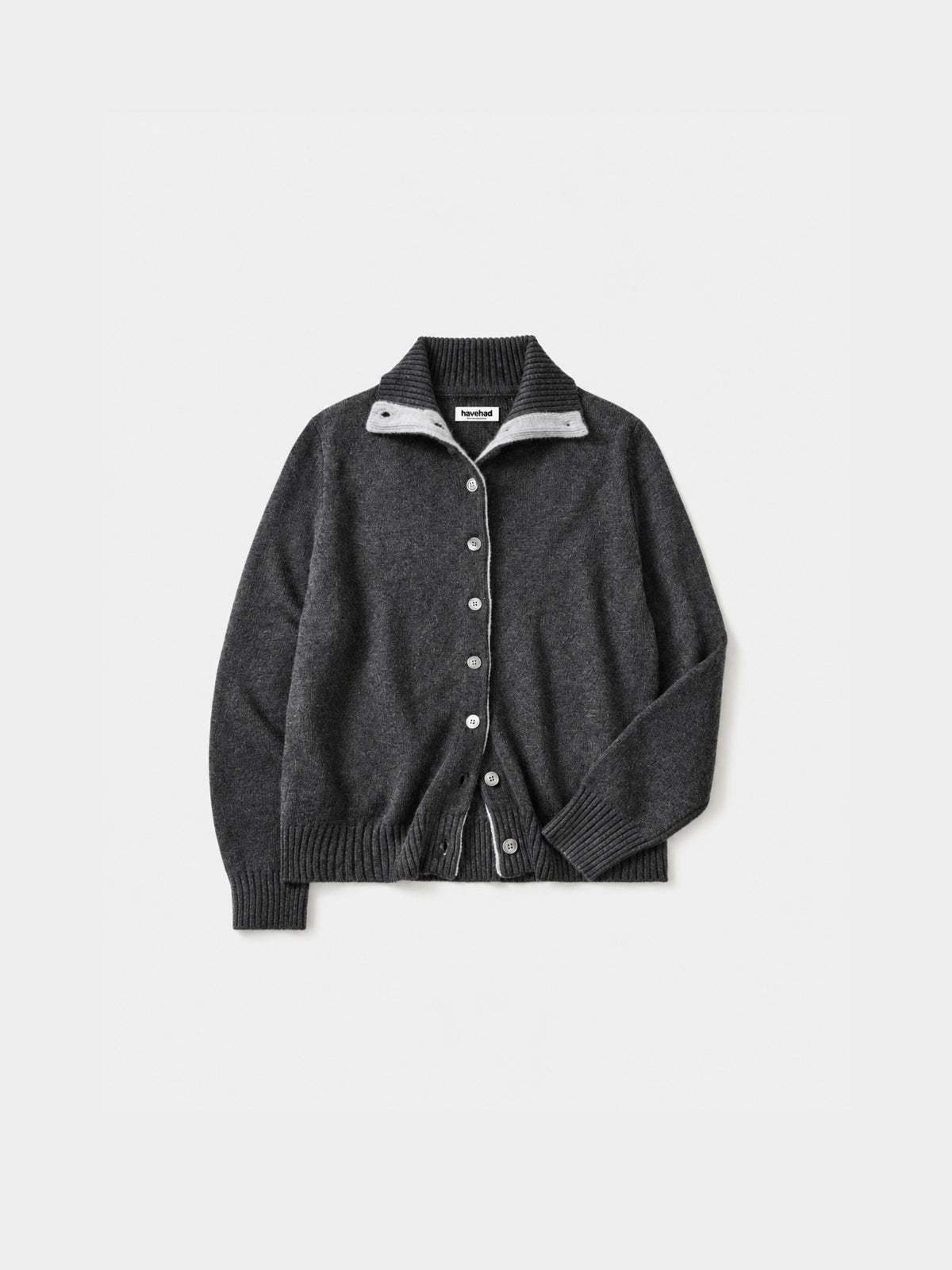 High-Neck Two-Tone Cardigan (Navy-Olive) | Havehad