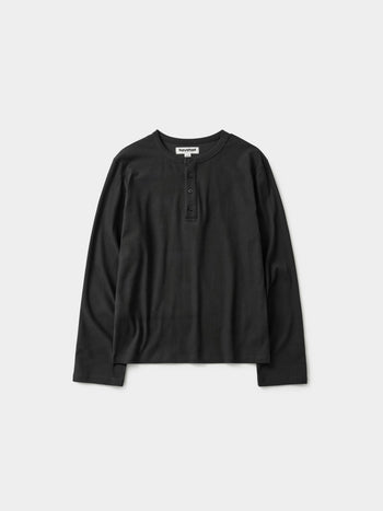 Henley Neck Long Sleeve T-Shirt (Charcoal)