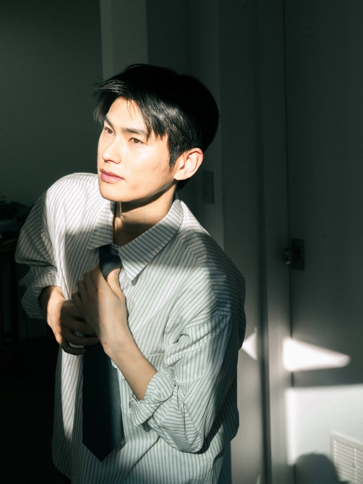 Everyday Pocket Stripe Shirts (White)