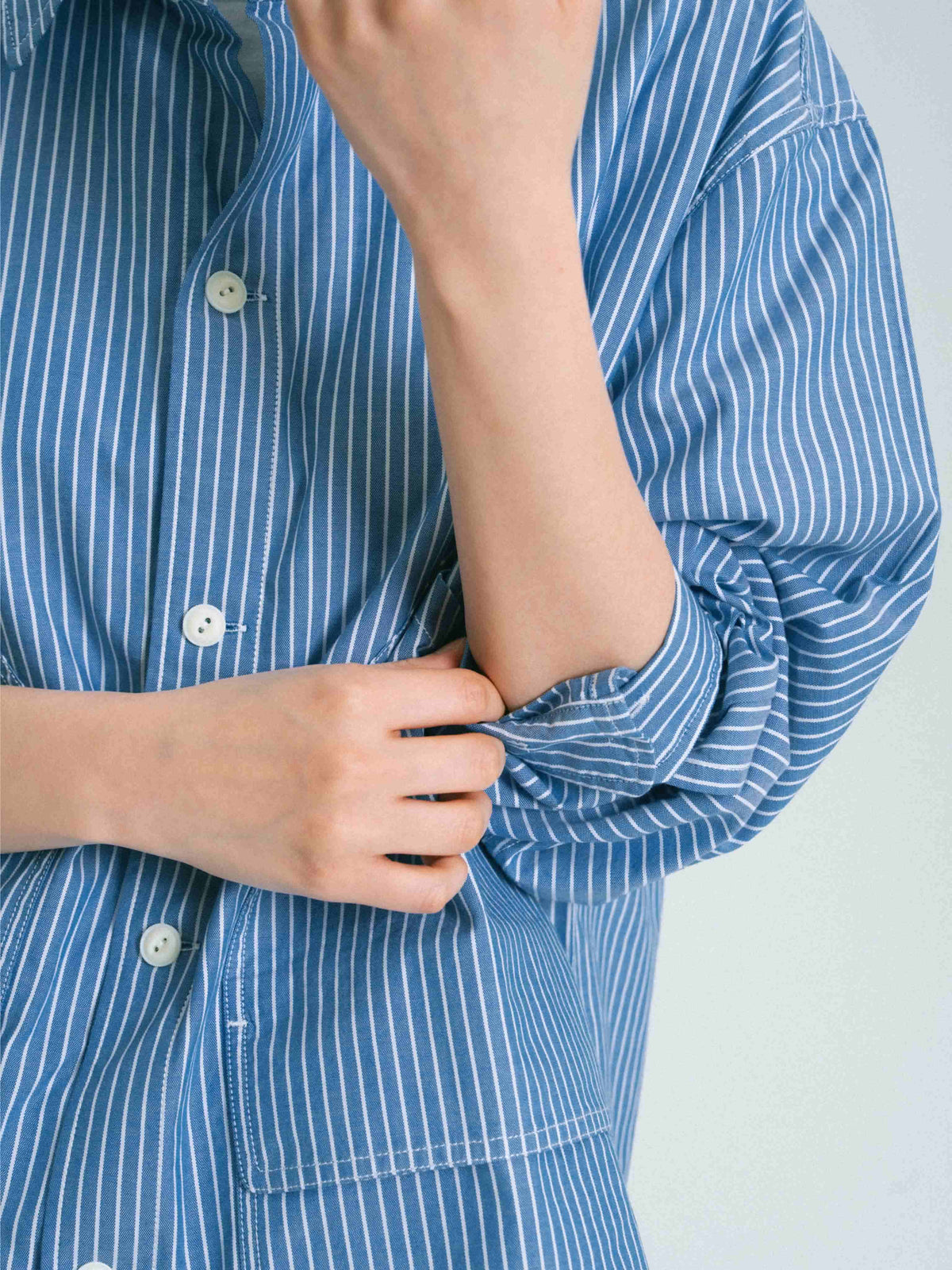 Field Pocket Shirt Jacket (Stripe White)