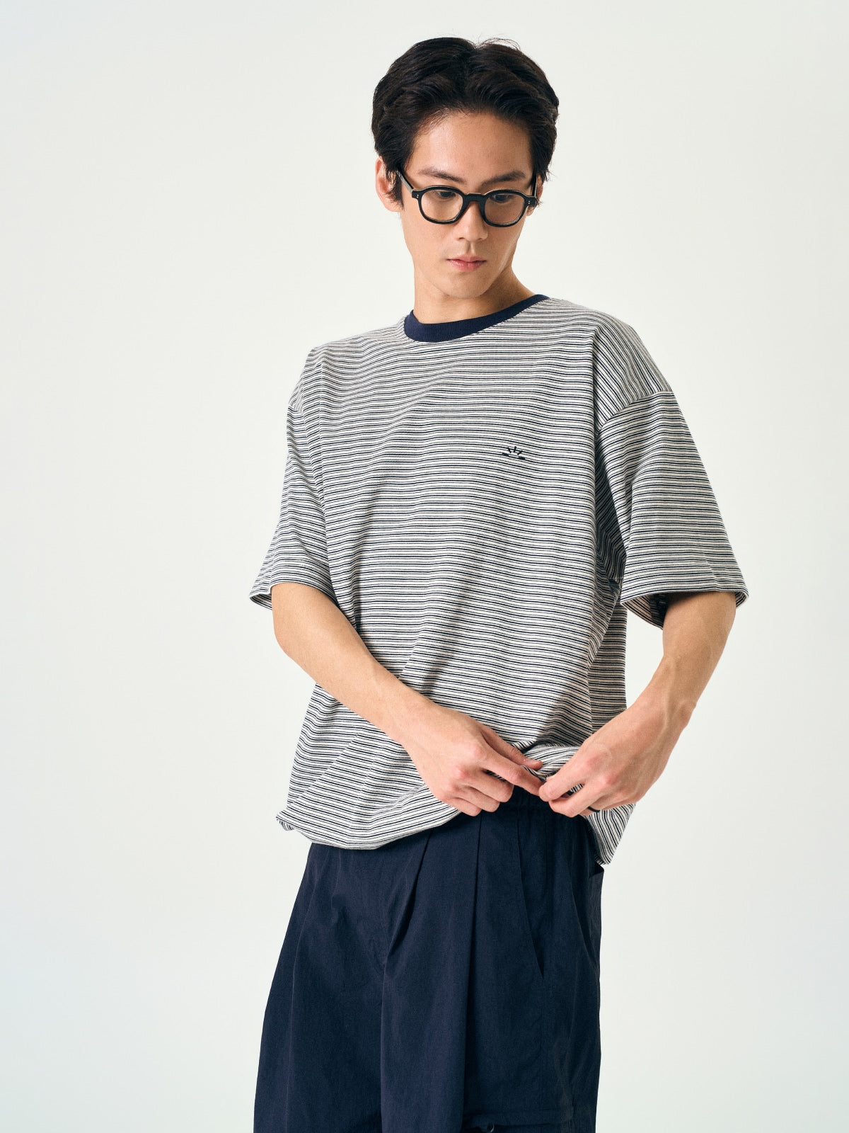Relaxed Half Stripe String Tee (Stripe Navy)