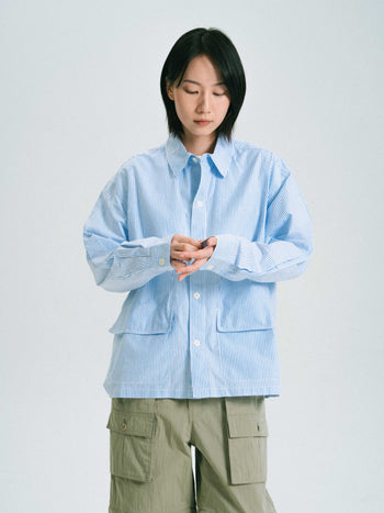 Field Pocket Shirt Jacket (Stripe White)