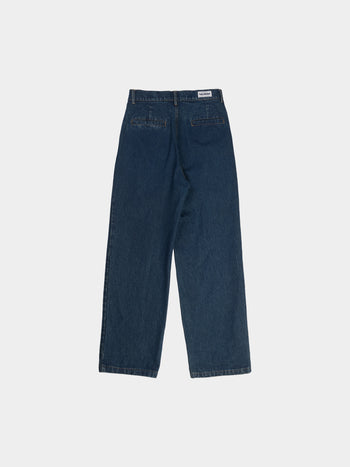 Loose Fit Pin-tuck Denim Pants (Deep Indigo)