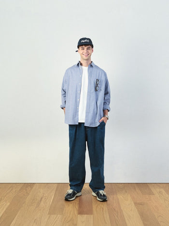 Loose Fit Pin-tuck Denim Pants - Mid Indigo | A1 (M)