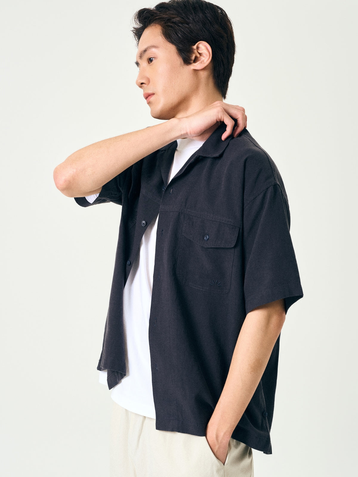 men's double pocket dress shirt Men's Casual Long Sleeve Two Pocket Dress Shirt