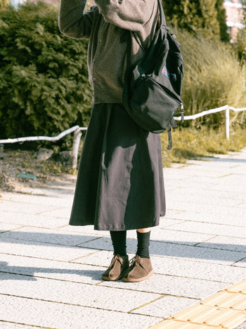 (W)Relaxed Flare Chino Skirt (Black)