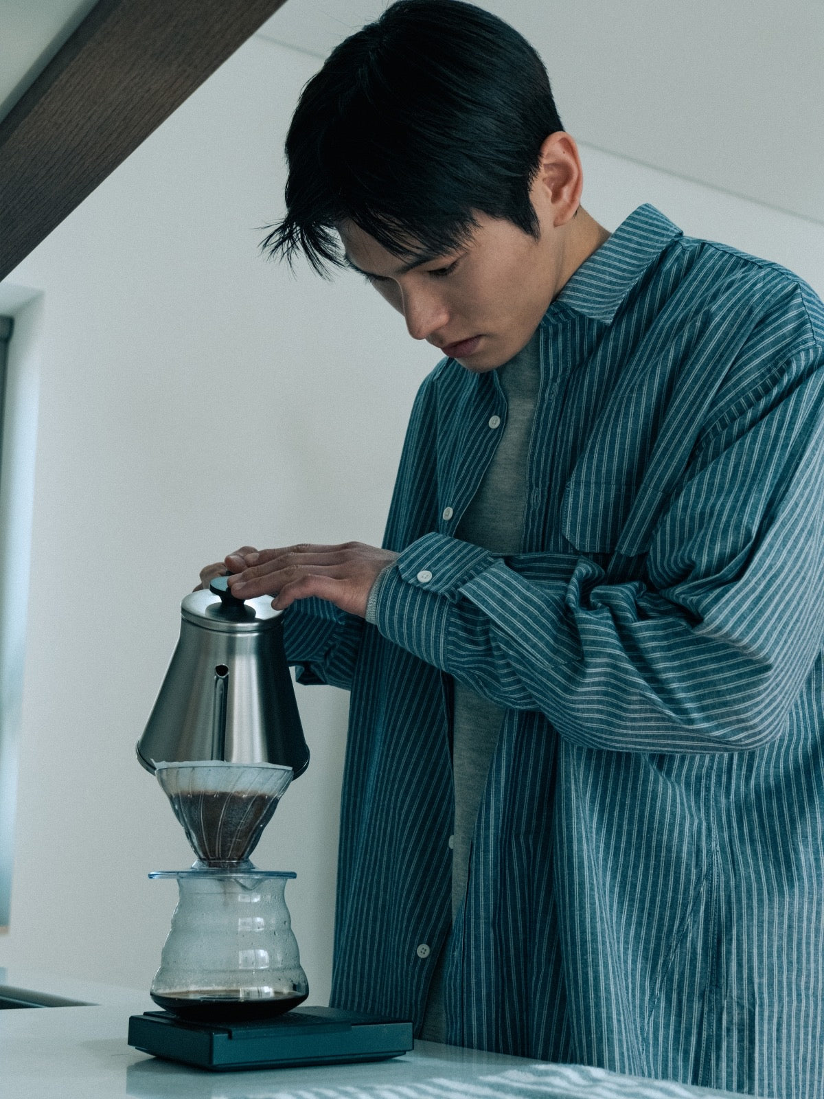 Everyday Pocket Stripe Shirts (Blue Gray)