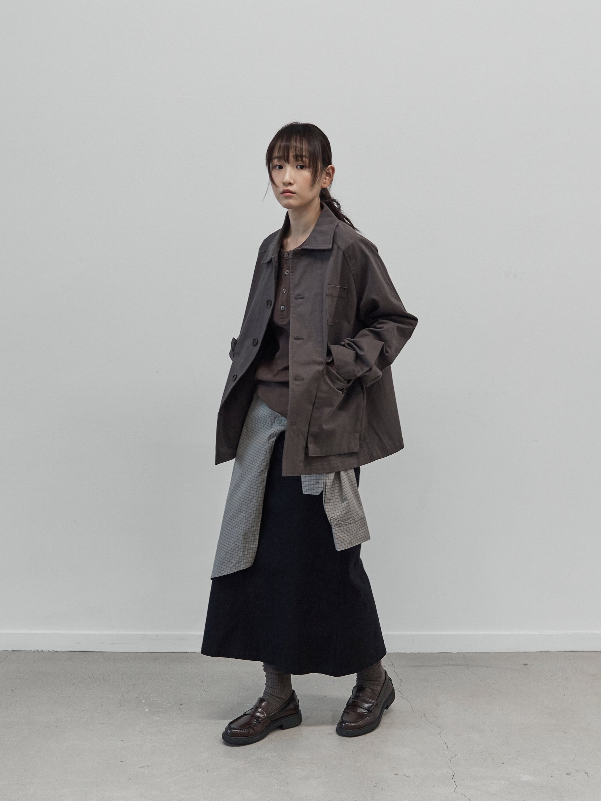 Herringbone Twill Fatigue Skirt (Black)
