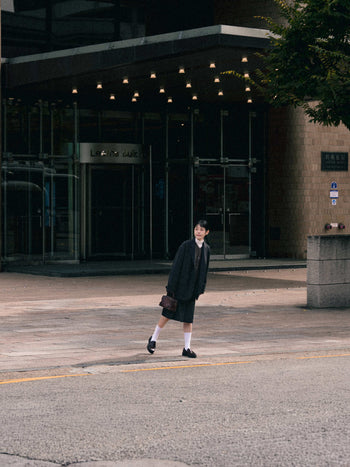 Wool Blend Pleats Skirt (Charcoal)