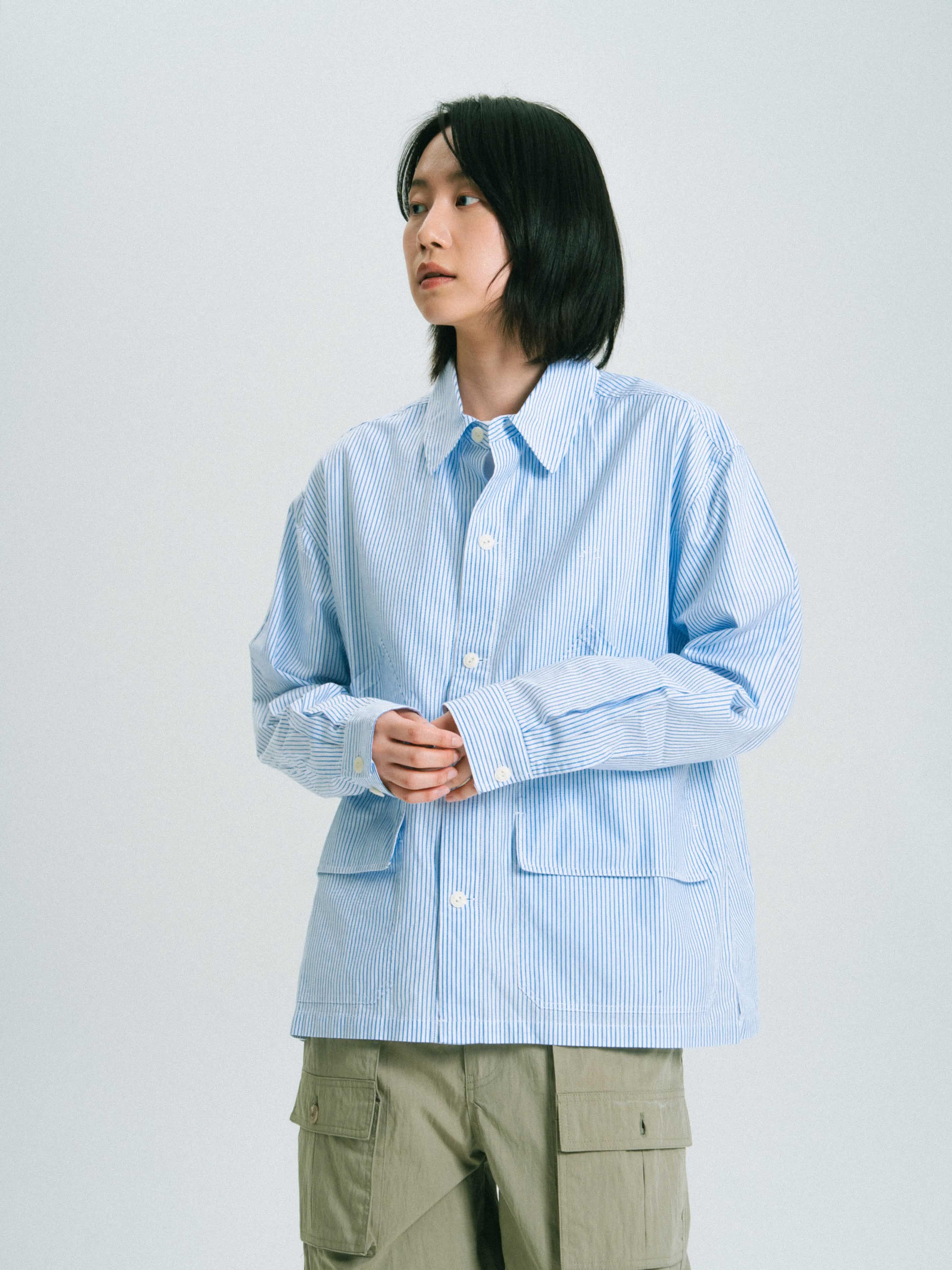 Field Pocket Shirt Jacket (Stripe Blue) | Havehad