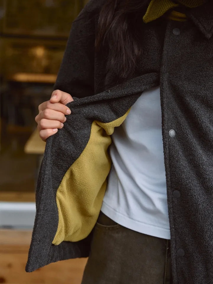 

Charcoal fleece and a scarf for a pause outside the café — 3